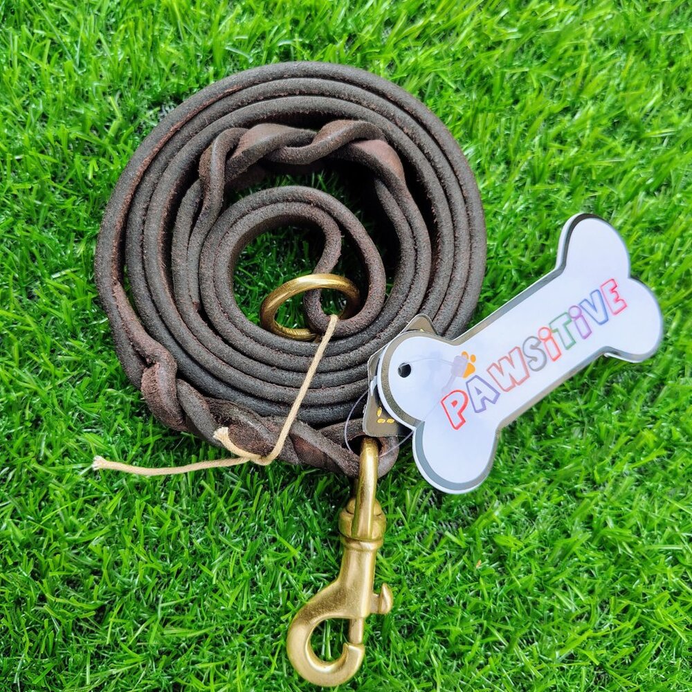 GENUINE LEATHER Dog Leash Heavy Duty Training Lead for Small to Large Dogs